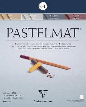 Clairefontaine Pastellblockkopf geleimt 12 Blatt 24x30cm 4 Farben sort. 96111C