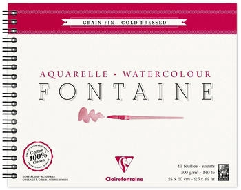 Clairefontaine Aquarellblock Fontaine Hadern 24x30cm 12 Blatt weiß 96314C
