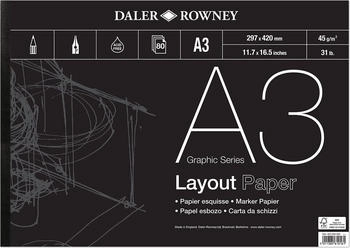 Daler Rowney Graphic Series Layout Paper Grafik Skizzenbuch A3 45 g