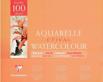 Clairefontaine Etival Aquarellpapier feinkörnig Block 100 Blatt 24x30cm 96475C