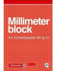 Brunnen 10 x Millimeterblock A4 80g/qm 20 Blatt rotbraun