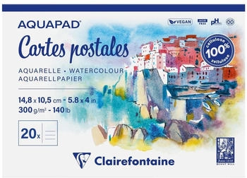 Clairefontaine Quo Vadis Aquapad Aquarell Postkarten Reisealbum geleimter Block A6 10,5x14,8cm 300g 20 Blatt