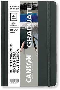 Canson CANSON Graduate Book Skizzenbuch doppelseitig: körnig und glatt 220 g/m² Sketchbook Hardcover 14 x 21,6 cm Grau 64 Blatt