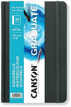 Canson CANSON Graduate Book Skizzenbuch doppelseitig: kaltgepresst und feinkörnig 250 g/m² Sketchbook Hardcover 14 x 21,6 cm Weiß 56 Blatt