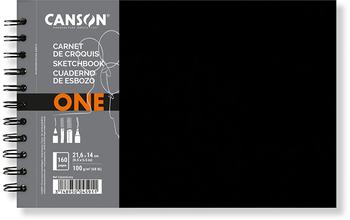 Canson Canson One Art Book Zeichenbuch feine Körnung 100 g/m² Spiralbuch Hardcover 21,6 x 14 cm Weiß 160 Blatt