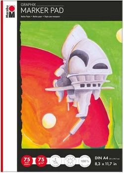 Marabu 1612000000401 Marker Pad Graphix Markerblock DIN A4 75 Blatt 75 g/m&sup2; wei&szlig; glatt s&auml;urefrei und alterungsbest&auml;ndig f&uuml;r alkoholbasierte Marker und Stifte