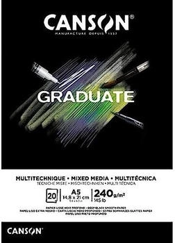 Canson Graduate Mix Media Notizblock A5 20 Blatt Schwarz fein 240 g C31250P019