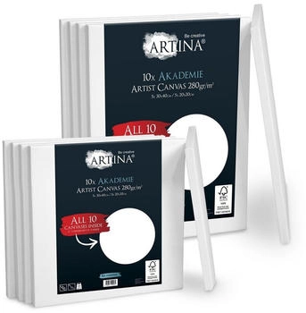 Artina Leinwand Akademie Keilrahmen 10er Set 30x40cm & 20x20cm
