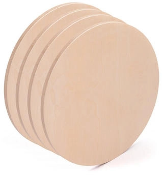 Xtradefactory 4x runder Malgrund Ø 50 cm Birkenholz Holz-Leinwand