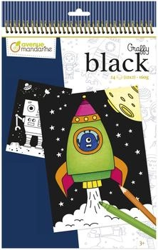 Avenue Mandarine GY148C Graffy Black Weltraum Malbuch Zeichenpapier 160g ideal ab 3 Jahren 1 Stück