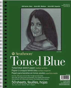 Strathmore Skizzenblock der 400er-Serie getöntes Blau 22,9 x 30,5 cm 50 Blatt Künstler-Skizzenbuch