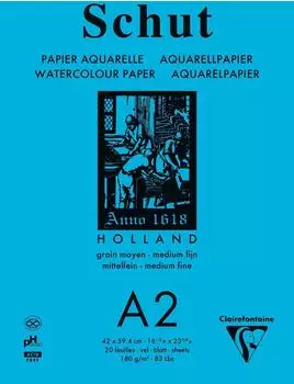 Clairefontaine Zeichenpapier Schut Aquarellblock A2 geleimt 20 Blatt weiß 975736C Kunst