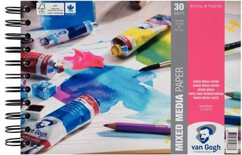 Royal Talens Van Gogh Spiralgebundener Block mit Papier für verschiedene Malmittel 30 Blätter 300 g 21 x 14,8 cm A5