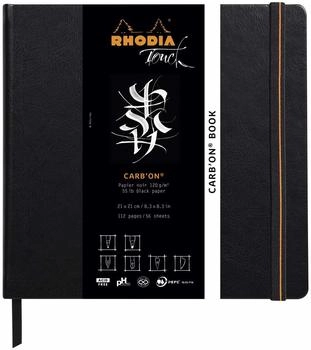 Rhodia 116117C Skizzenbuch Carb'on Book 56 Blatt blanko schwarz 120g 21 x 21 cm Hardcover mit Kunstleder Schwarz 1 Stück