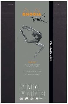 Rhodia 116108C Block Grey Maya Pad geheftet 50 Blatt mikroperforiert Maya Zeichenpapier grau 21 x 31,8cm blanko 120g 1 Stück