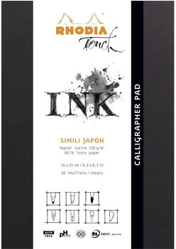 Rhodia Touch Calligrapher pad Block A5+ 50 Bl blanko 130g Schwarz 116122C