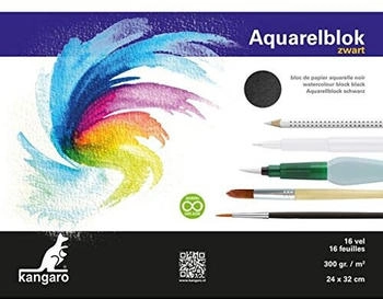 Kangaro K-5312 Aquarellblock 32x24 cm 300 Gramm 16 Blatt Schwarz