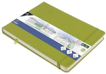 Kangaro Skizzenbuch A5 landscape Lime Green PU Hardcover 80 Blatt 140 Gramm cremefarbenes Papier mit Gummiband und Band