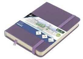 Kangaro Skizzenbuch A6 Heather Purple PU Hardcover 80 Blatt 140 Gramm cremefarbenes Papier mit Gummiband und Band