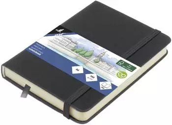 Kangaro Art Skizzenbuch A6 Cold Grey PU Hardcover 80 Blatt 140 Gramm cremefarbenes Papier mit Gummiband und Band