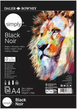 Daler Rowney Daler-Rowney Simply schwarzes Papier glatte Oberfläche 120 g/m² Block einseitig geleimt A4 21 x 29,7 cm 30 Blatt
