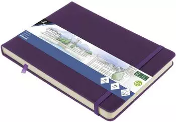 Kangaro Skizzenbuch A5 landscape Purple Heart PU Hardcover 80 Blatt 140 Gramm cremefarbenes Papier mit Gummiband und Band
