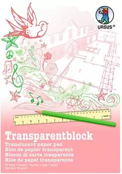 Ursus URSUS Zeichen und Künstlerbedarf Transparentblock Format DIN A4 25 Blatt weißes Transparentpapier 85 g/m²