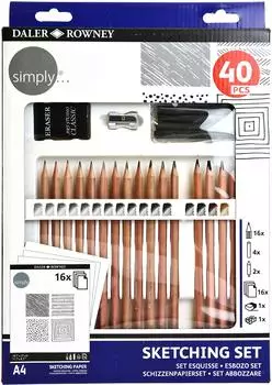 Daler Rowney Simply Skizzenset Skizzenstifte 40-teilig