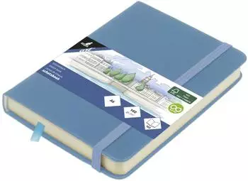 Kangaro Skizzenbuch A6 Sky Blue PU Hardcover 80 Blatt 140 Gramm cremefarbenes Papier mit Gummiband und Band