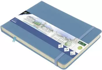 Kangaro Skizzenbuch A5 landscape Sky Blue PU Hardcover 80 Blatt 140 Gramm cremefarbenes Papier mit Gummiband und Band