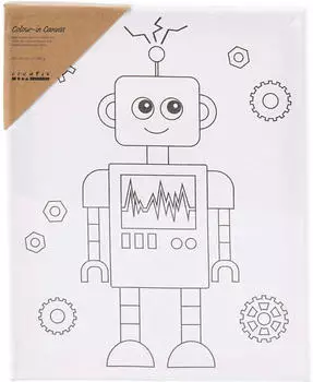Creativ Company Mal-Leinwand mit Aufdruck Roboter T 1,6 cm Größe 24x30 cm 360 g 1 Stk
