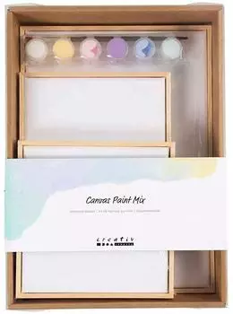 Creativ Company Keilrahmen Leinwand mit Farbe und Pinsel im Set