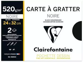 Clairefontaine 2 Bogen Schabekarton 24x32cm 520g