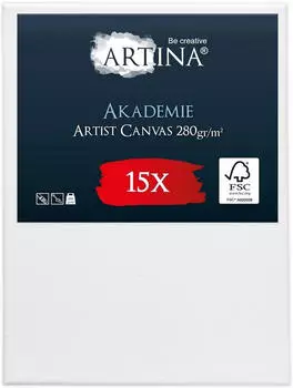 Artina Artina Keilrahmen Keilrahmen Leinwand Akademie 18x24cm 15er Set 100% Baumwolle Leinw&auml;nde 280 g/m&sup2; f&uuml;r Acrylfarben Canvas 18 cm x 24 cm