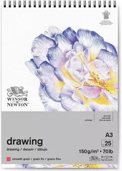 Winsor & Newton Zeichenpapier Spiralblock DIN A3 150g/m² Naturweiß, 25 Blatt (6691003)
