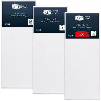 Artina Artina Keilrahmen Keilrahmen Leinwand Akademie 30x80cm 3er Set 100% Baumwolle Leinw&auml;nde 280 g/m&sup2; f&uuml;r Acrylfarben Canvas 30 cm x 80 cm