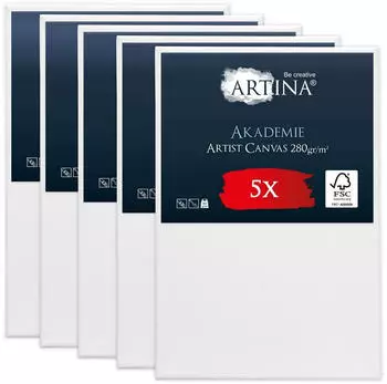 Artina Artina Keilrahmen Keilrahmen Leinwand Akademie 100x150cm 5er Set 100% Baumwolle Leinw&auml;nde 280 g/m&sup2; f&uuml;r Acrylfarben Canvas 100 cm x 150 cm