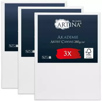 Artina Artina Keilrahmen Keilrahmen Leinwand Akademie 90x120cm 3er Set 100% Baumwolle Leinw&auml;nde 280 g/m&sup2; f&uuml;r Acrylfarben Canvas 90 cm x 120 cm