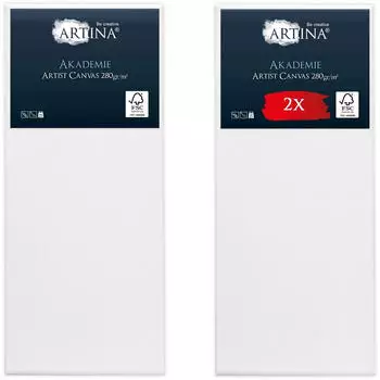 Artina Artina Keilrahmen Keilrahmen Leinwand Akademie 60x140cm 2er Set 100% Baumwolle Leinw&auml;nde 280 g/m&sup2; f&uuml;r Acrylfarben Canvas 60 cm x 140 cm