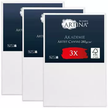 Artina Artina Keilrahmen Keilrahmen Leinwand Akademie 40x60cm 3er Set 100% Baumwolle Leinw&auml;nde 280 g/m&sup2; f&uuml;r Acrylfarben Canvas 40 cm x 60 cm