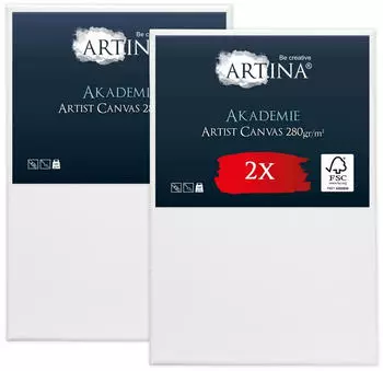Artina Artina Keilrahmen Keilrahmen Leinwand Akademie 100x150cm 2er Set 100% Baumwolle Leinw&auml;nde 280 g/m&sup2; f&uuml;r Acrylfarben Canvas 100 cm x 150 cm