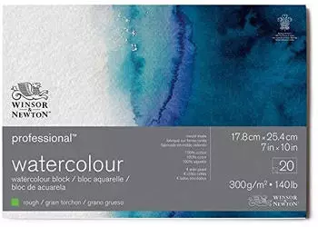 Winsor & Newton Professional Aquarellpapier Block Rau 300g/m² 17,8x25,4cm 20 Blatt (6664009)
