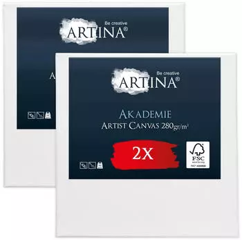 Artina Artina Keilrahmen Keilrahmen Leinwand Akademie 70x70cm 2er Set 100% Baumwolle Leinw&auml;nde 280 g/m&sup2; f&uuml;r Acrylfarben Canvas 70 cm x 70 cm
