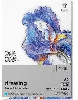 Winsor & Newton Zeichenpapier Block A5 25 Blatt 220g/m² mittlere Körnung Naturweiß (6689746)