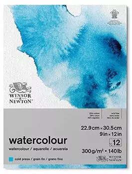 Winsor & Newton Aquarellpapier Bloc Feinkorn 300g 22,9x30,5cm, 12 Blatt (6667002)