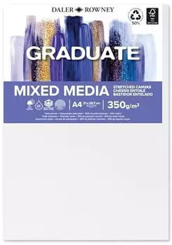 Daler Rowney Daler-Rowney Graduate Mixed Media Leinwand Polycotton feine Körnung 350 g/m² dreifach grundiert 20 mm Rahmen A4 Weiß 1 Stück