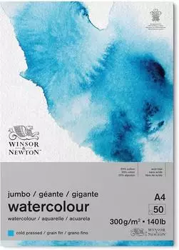 Winsor & Newton Classic Aquarellpapier Jumbo Block Feinkorn 300g/m² A4 50 Blatt (6667010)