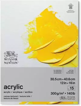 Winsor & Newton Acrylpapier Block 15 Blatt Leinwandstruktur 30,5x40,6cm 300g/m² (6534003)