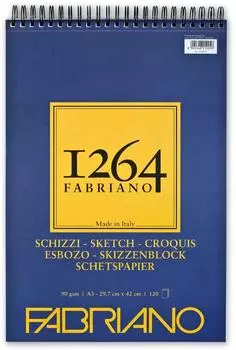 Fabriano Heft + Block 1264 Sketch Block - A3 - 90g - Spirale - 120 Blatt (A3 Blanko)