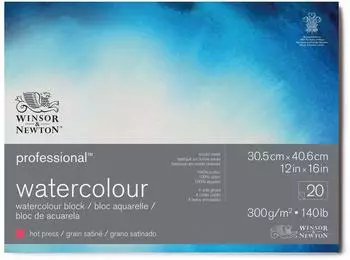 Winsor & Newton Professional Aquarellpapier Block 20 Blatt 30,5x40,6cm 300g/m² Satiniert (6664008)